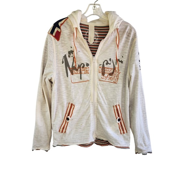 NAPAPIJRI Womens Geographics Full Zip Reversible Hoodie Jacket Sz Medium - Picture 1 of 16